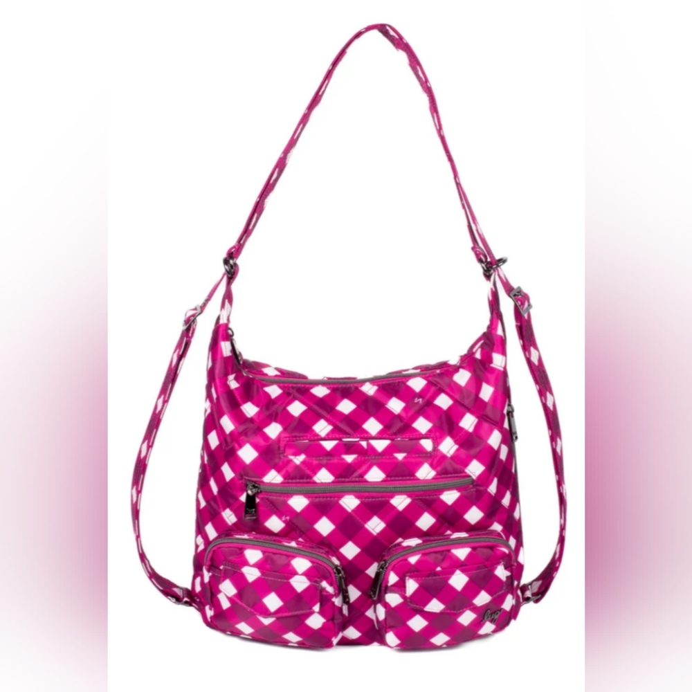 Lug Zipliner 2 Convertible Hobo Bag in Gingham Berry